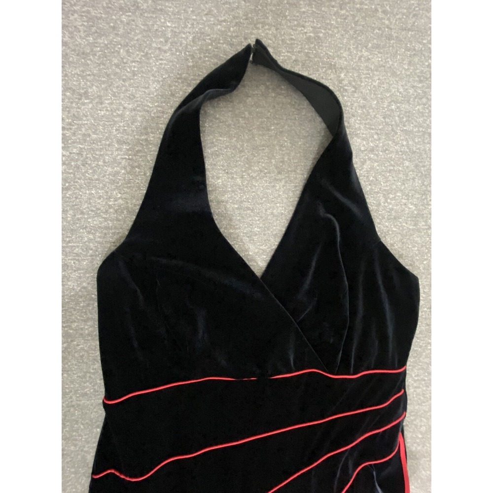 Vintage Niki Livas Dress 14W Black Red Velvet Whimsigoth Halter HOCO Vamp Formal - Picture 13 of 16